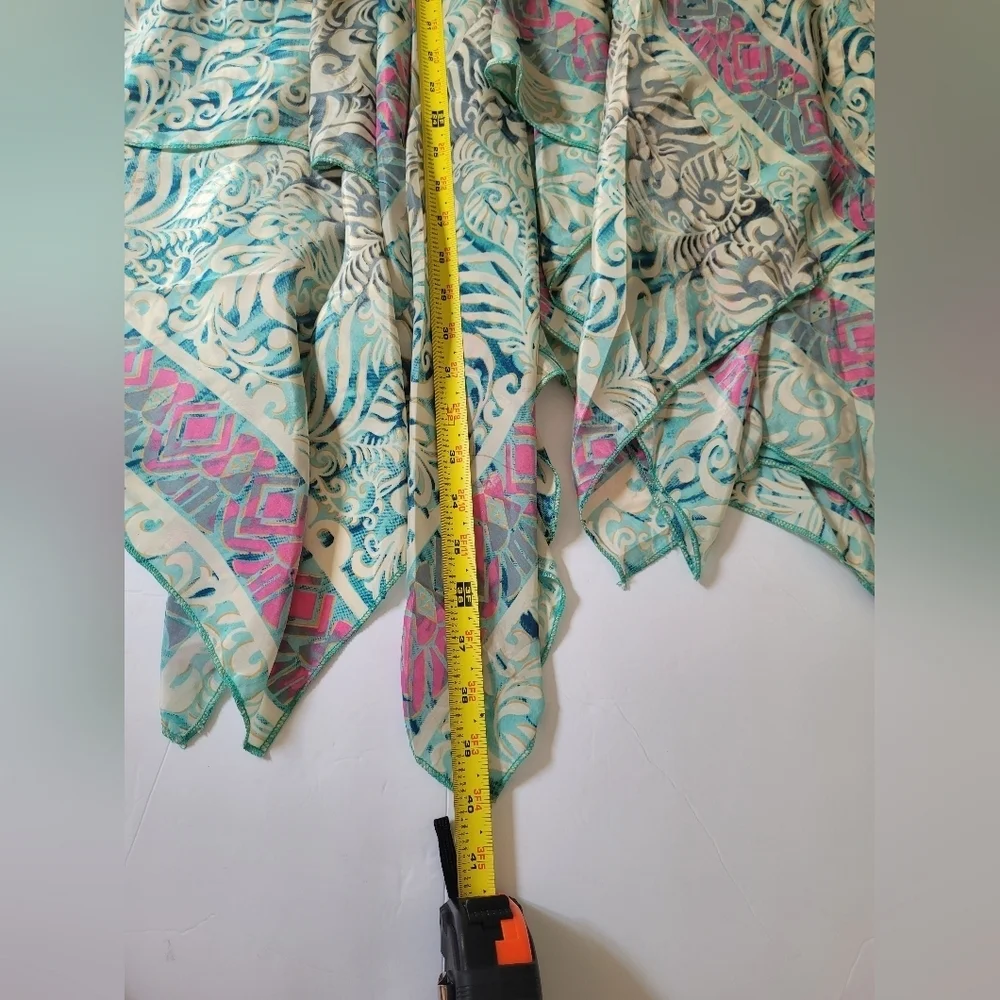 Asymmetrical Silk Boho Dress with Handkerchief Hem - Picture 13 of 16